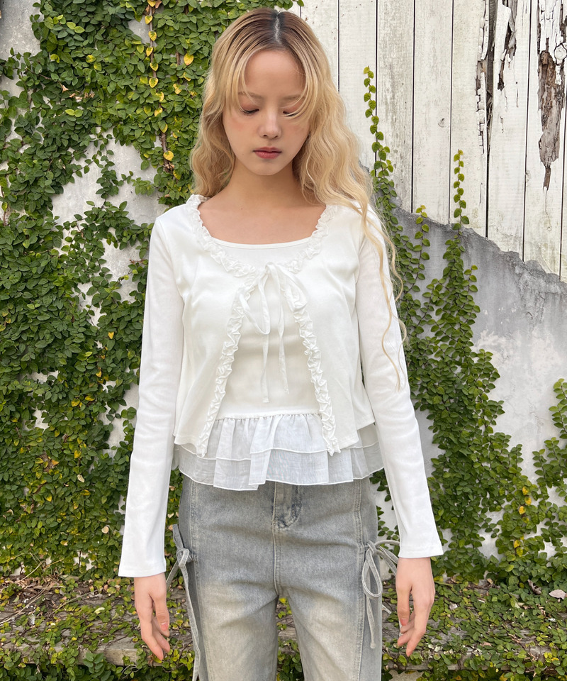 ティアードフリルカットトップス 詳細画像 オフホワイト 19