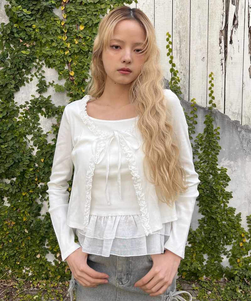 ティアードフリルカットトップス 詳細画像 オフホワイト 2