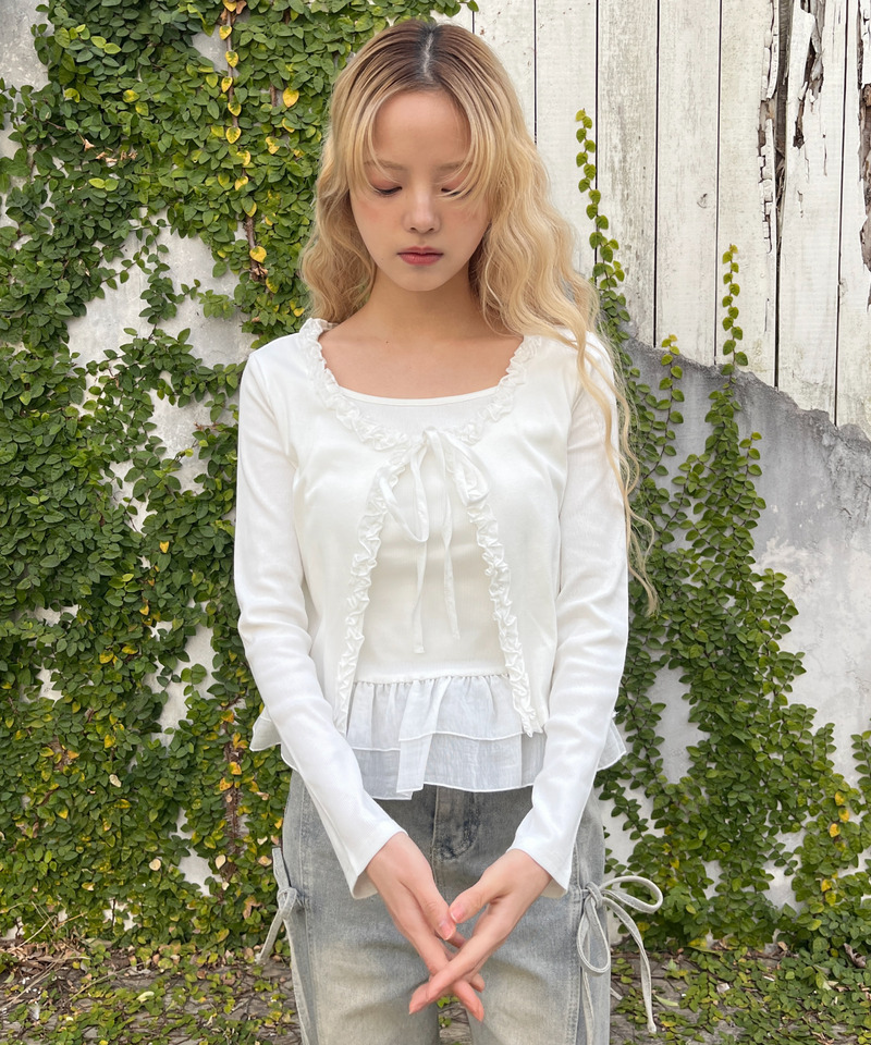 ティアードフリルカットトップス 詳細画像 オフホワイト 20