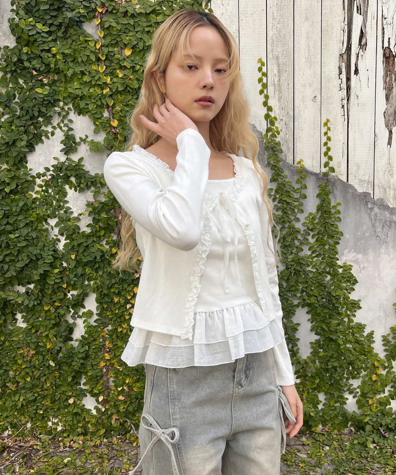 ティアードフリルカットトップス 詳細画像 オフホワイト 23