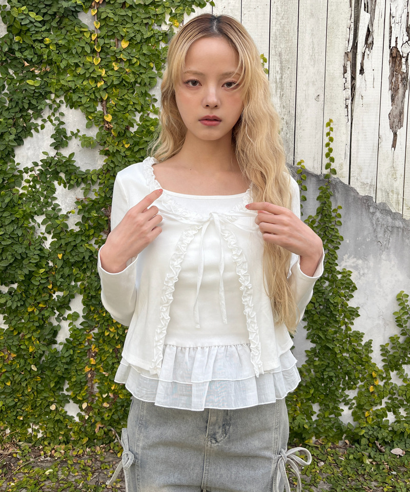 ティアードフリルカットトップス 詳細画像 オフホワイト 3