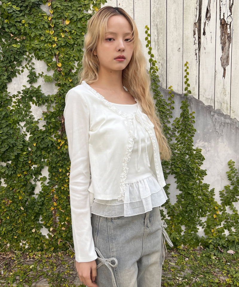 ティアードフリルカットトップス 詳細画像 オフホワイト 4