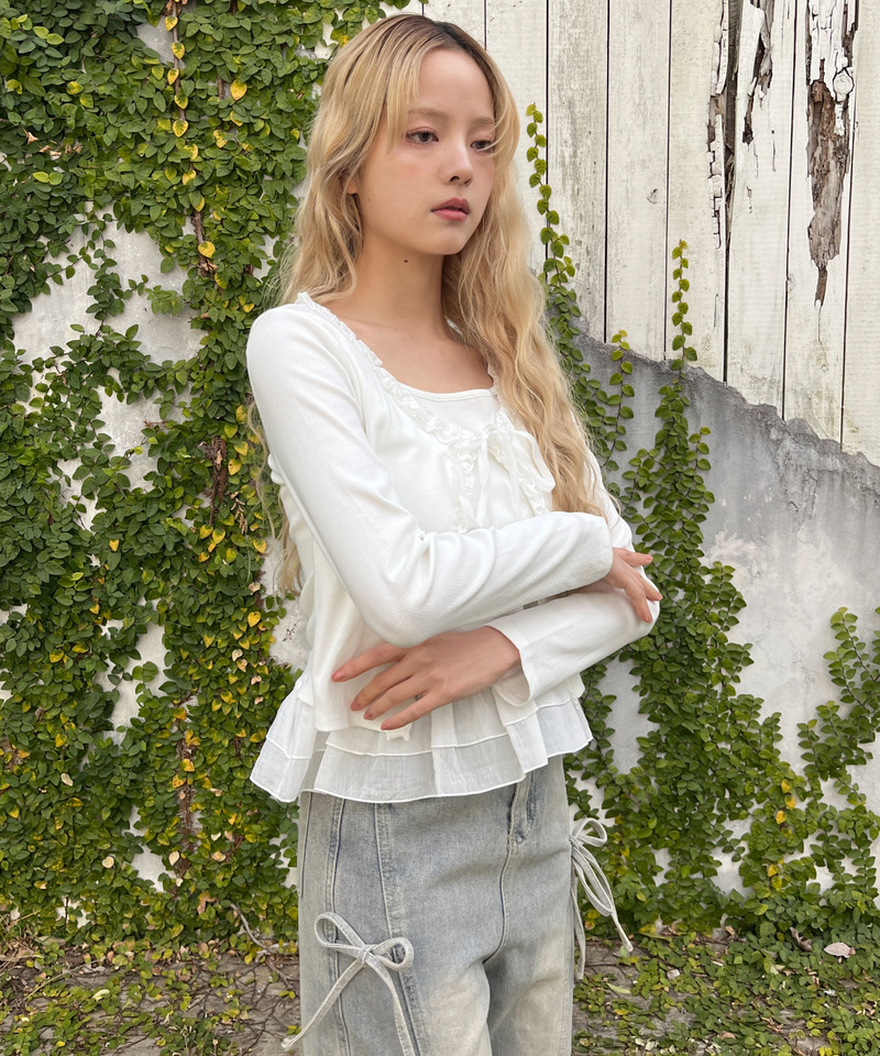 ティアードフリルカットトップス 詳細画像 オフホワイト 7