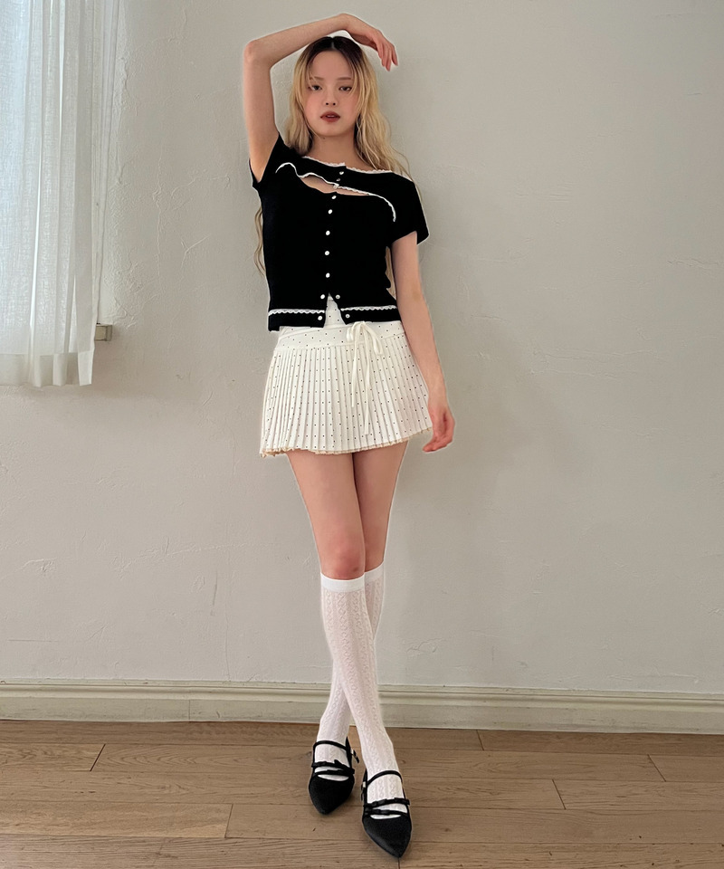 ドットレースアッププリーツスカート 詳細画像 オフホワイト 10