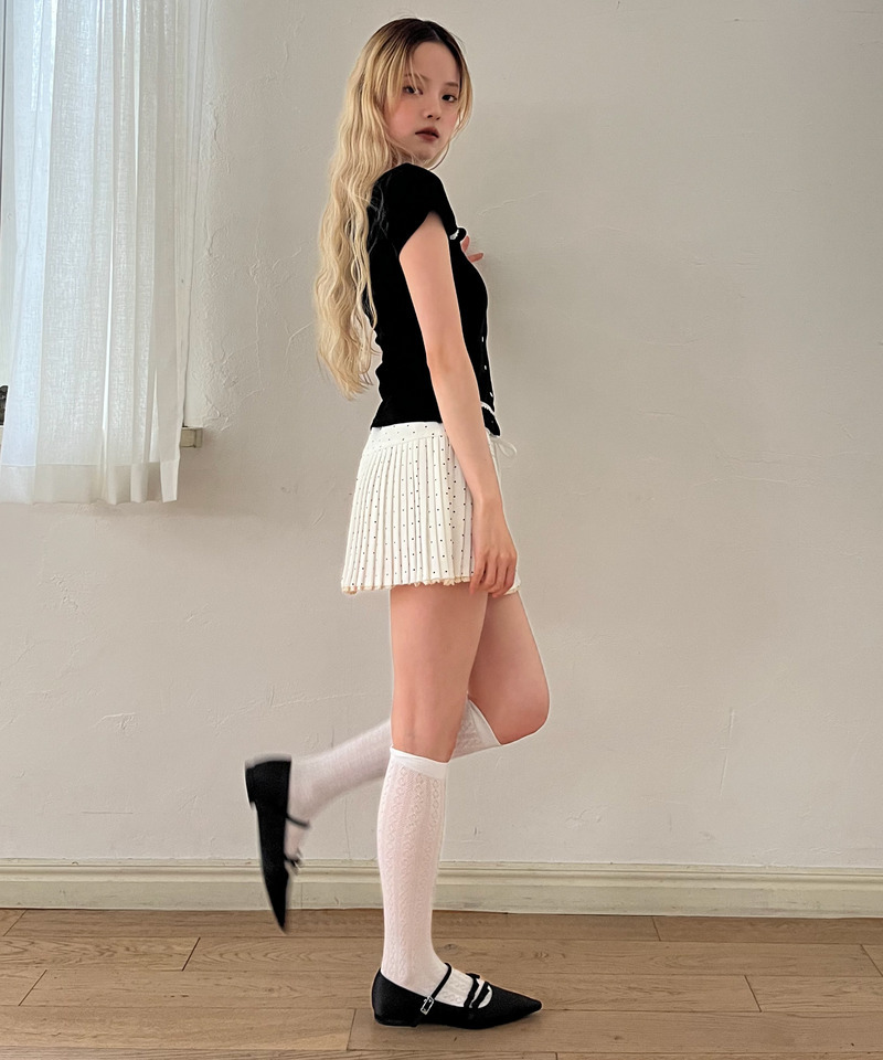 ドットレースアッププリーツスカート 詳細画像 オフホワイト 11