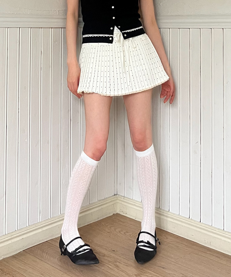 ドットレースアッププリーツスカート 詳細画像 オフホワイト 19