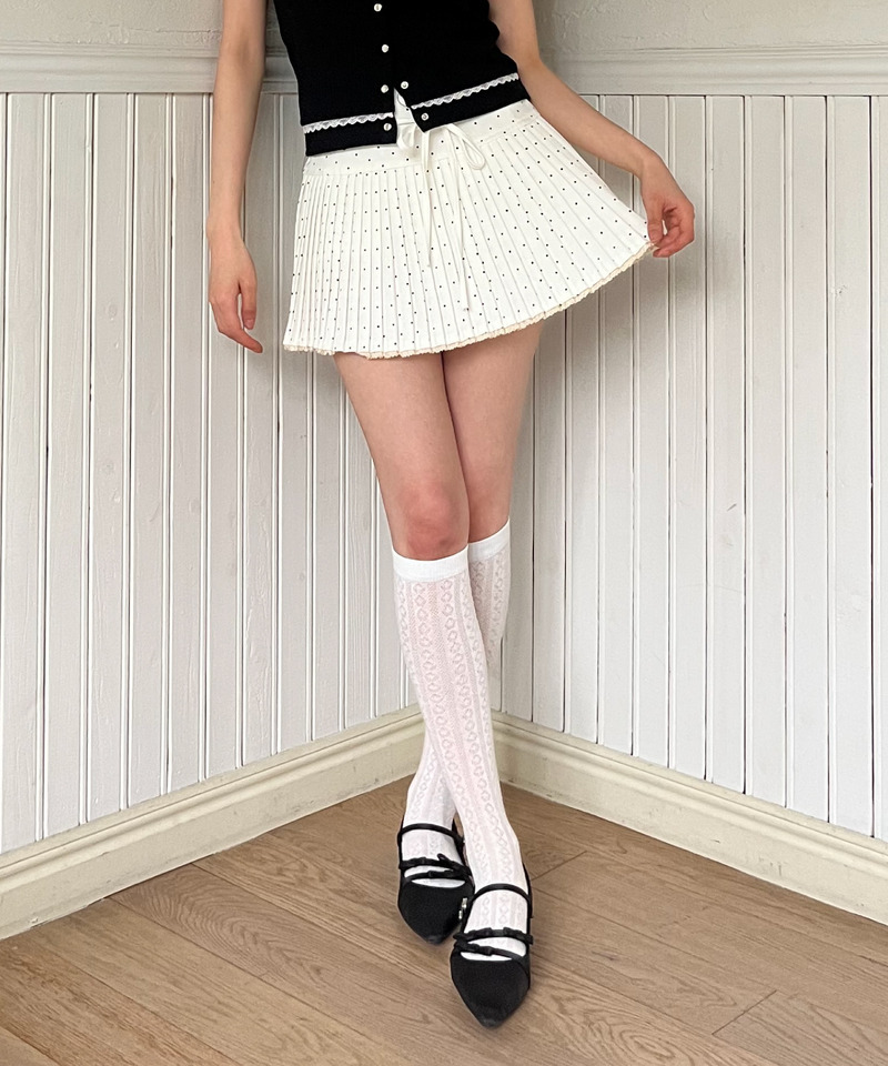 ドットレースアッププリーツスカート 詳細画像 オフホワイト 21