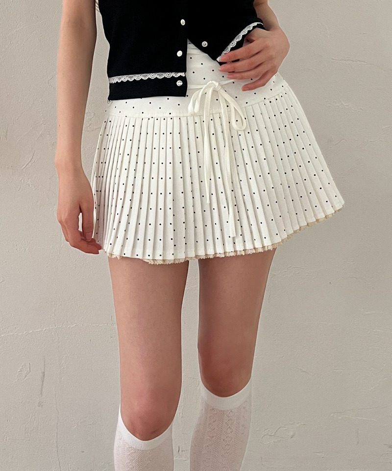 ドットレースアッププリーツスカート 詳細画像 オフホワイト 23