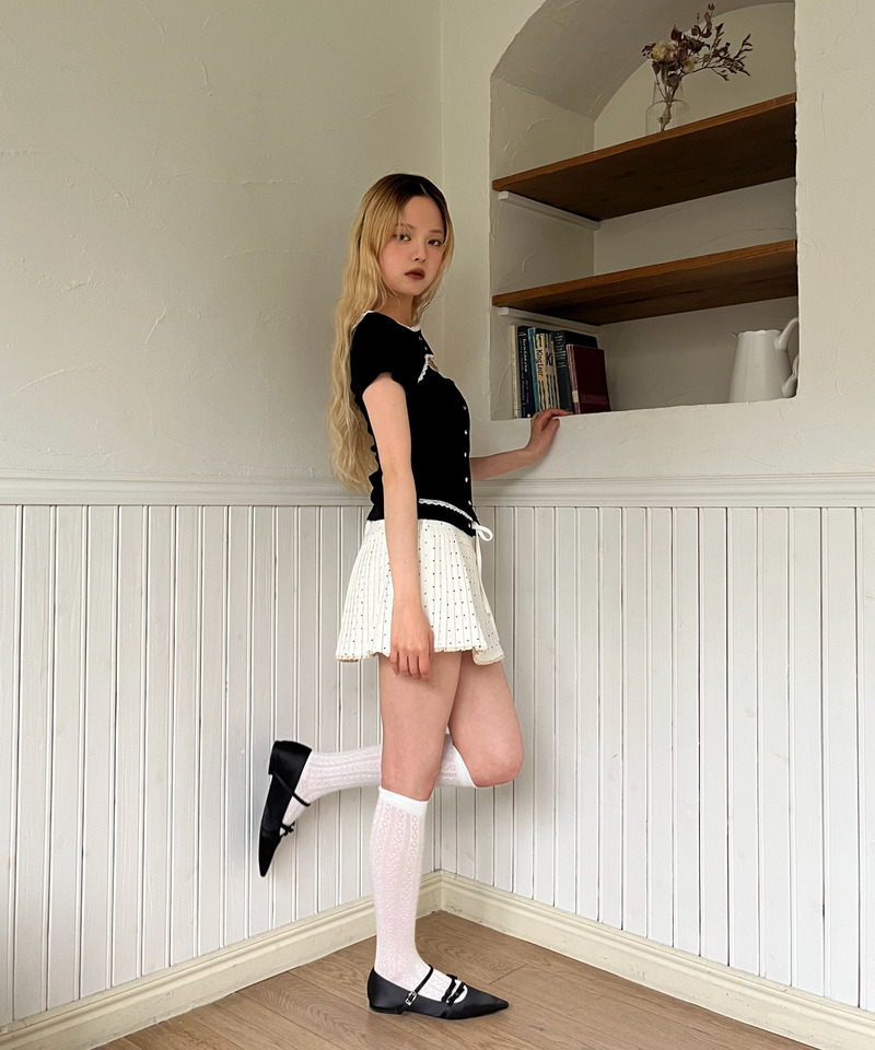 ドットレースアッププリーツスカート 詳細画像 オフホワイト 27