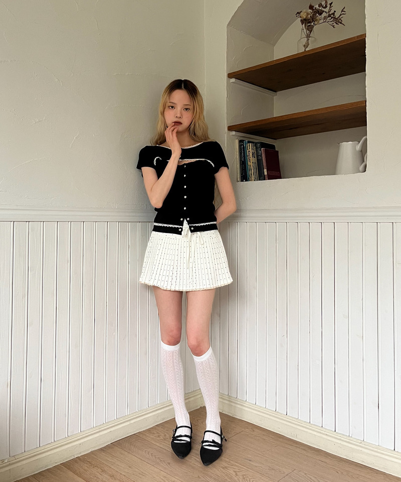 ドットレースアッププリーツスカート 詳細画像 オフホワイト 29