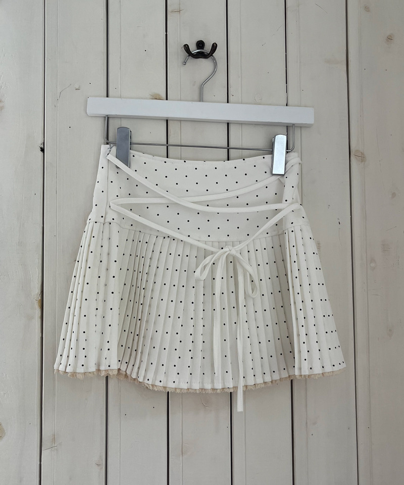 ドットレースアッププリーツスカート 詳細画像 オフホワイト 5