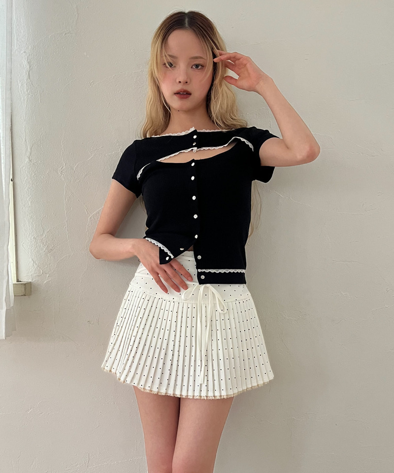 ドットレースアッププリーツスカート 詳細画像 オフホワイト 8