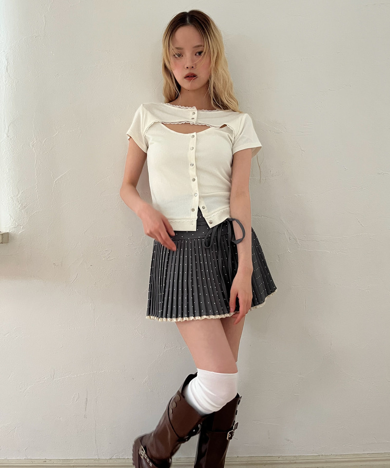 ドットレースアッププリーツスカート 詳細画像 グレー 11