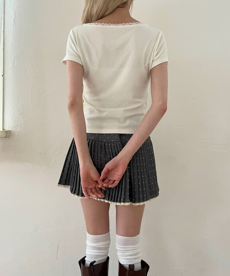 ドットレースアッププリーツスカート 詳細画像 グレー 14