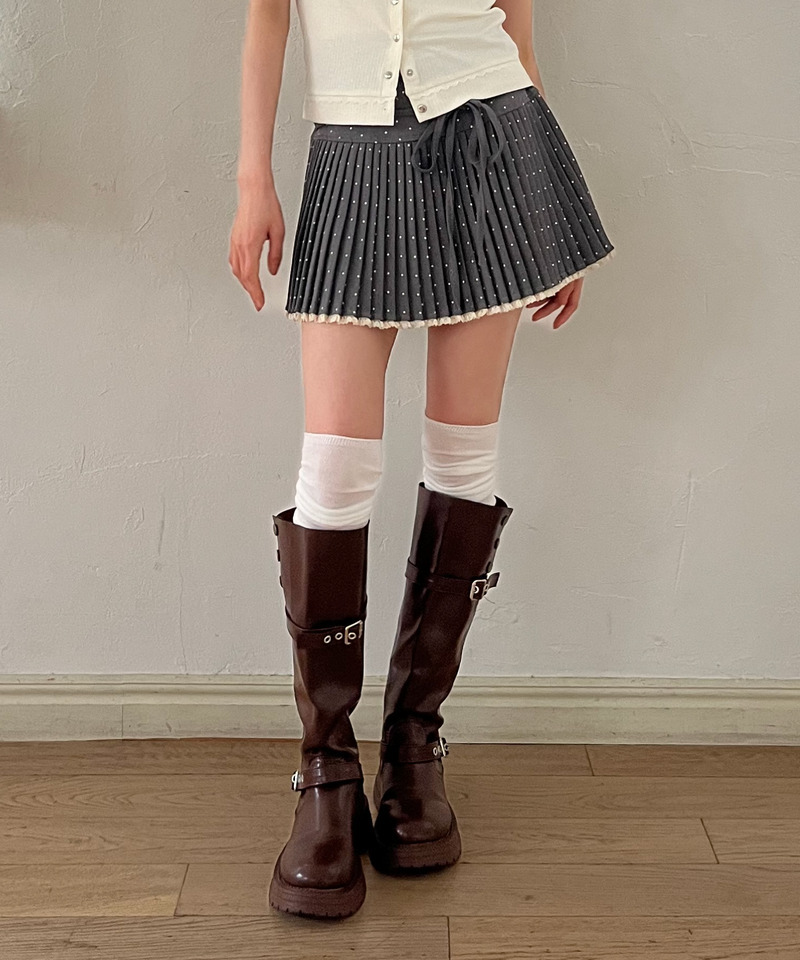 ドットレースアッププリーツスカート 詳細画像 グレー 5