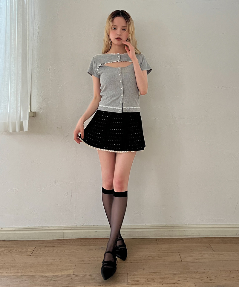 ドットレースアッププリーツスカート 詳細画像 ブラック 11