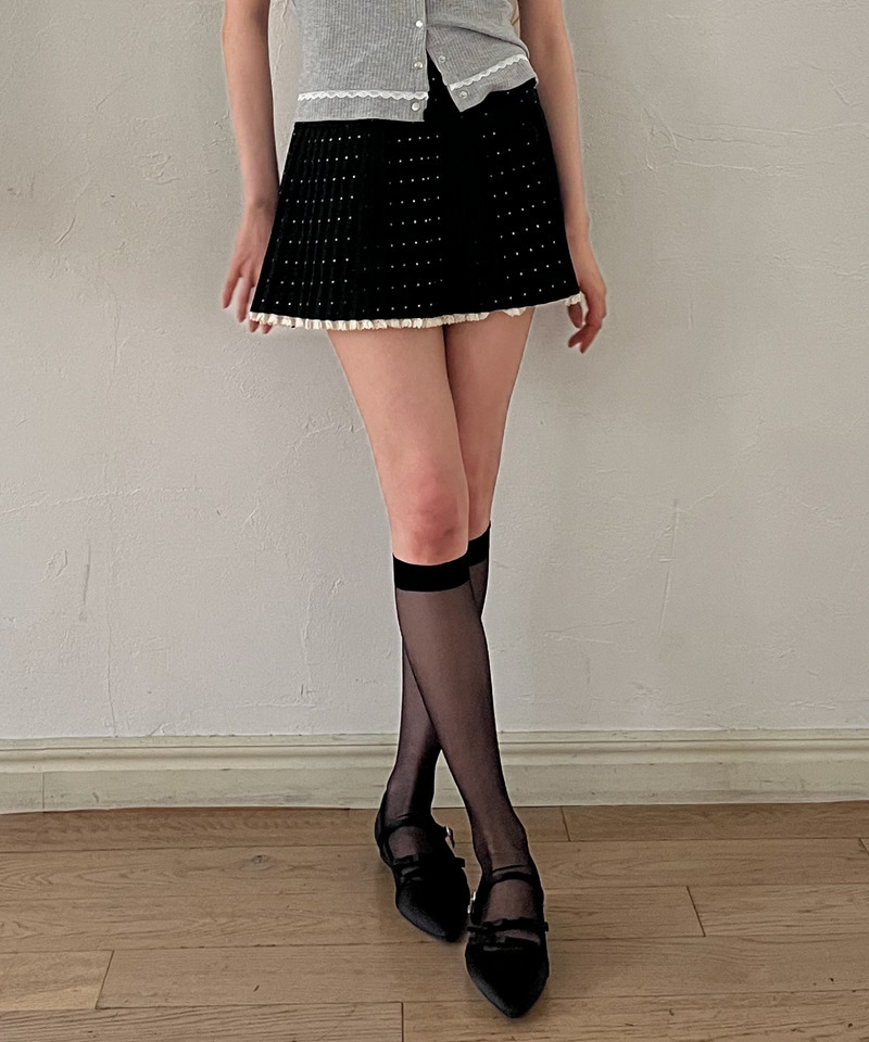 ドットレースアッププリーツスカート 詳細画像 ブラック 13