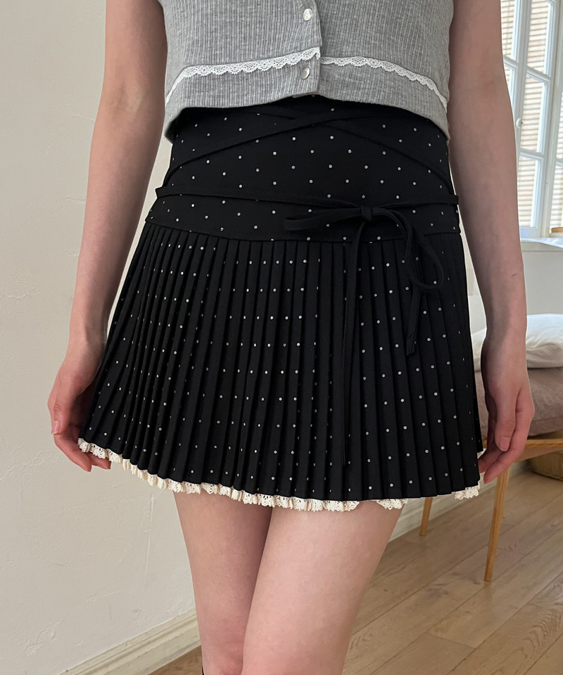ドットレースアッププリーツスカート 詳細画像 ブラック 14