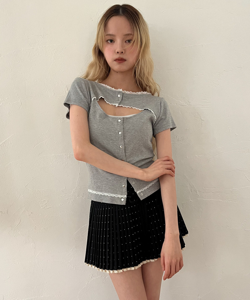 ドットレースアッププリーツスカート 詳細画像 ブラック 18