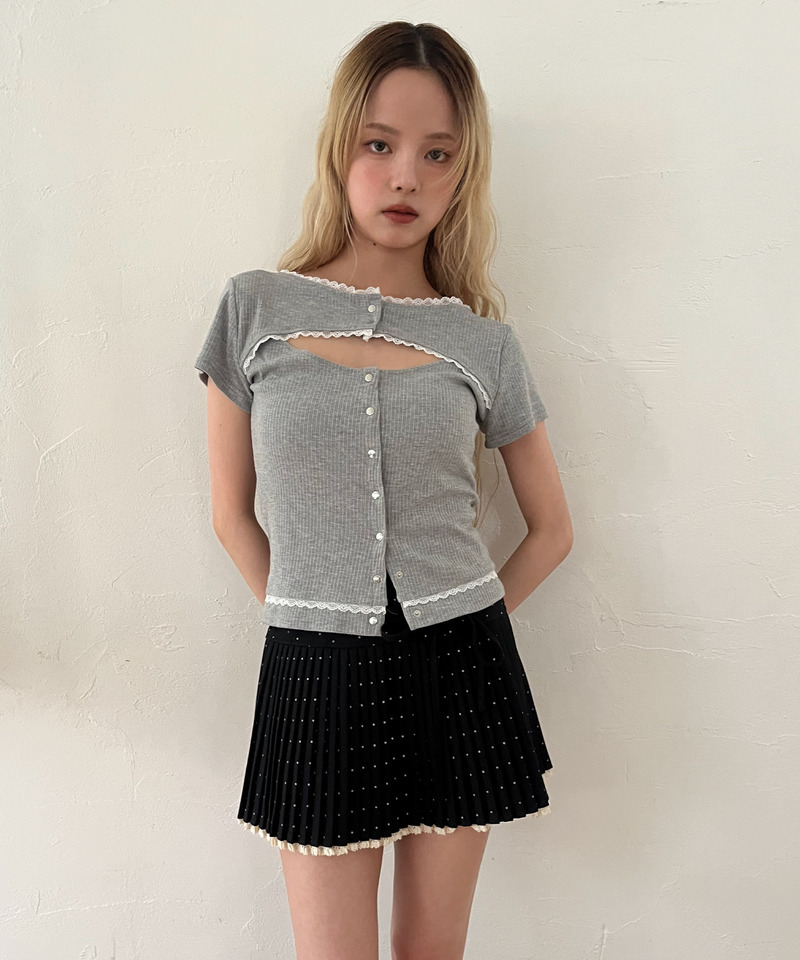 ドットレースアッププリーツスカート 詳細画像 ブラック 20