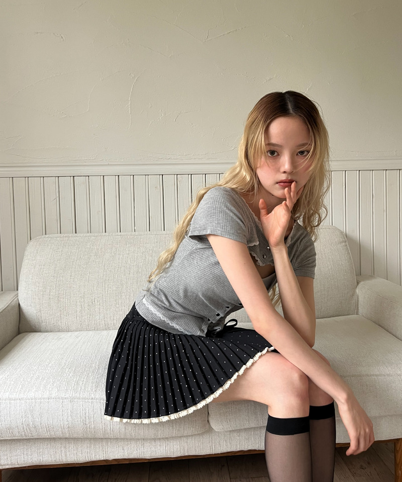 ドットレースアッププリーツスカート 詳細画像 ブラック 22