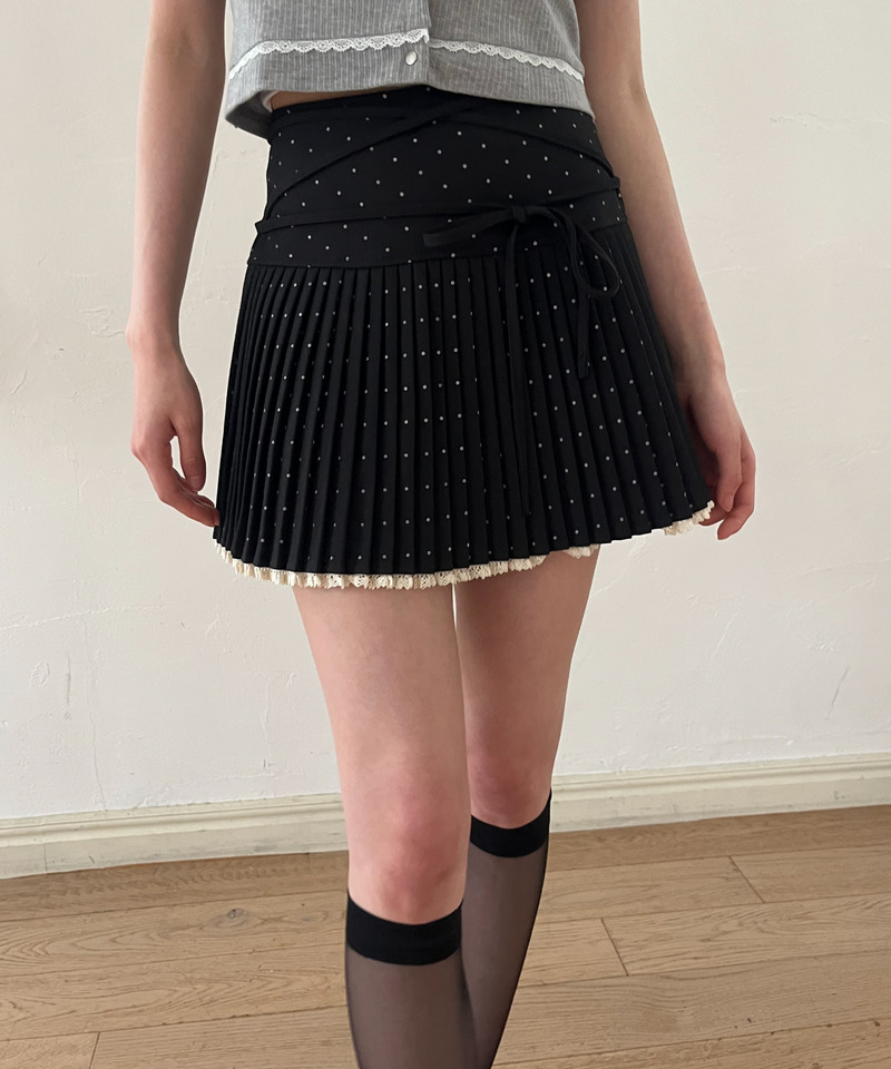 ドットレースアッププリーツスカート 詳細画像 ブラック 6