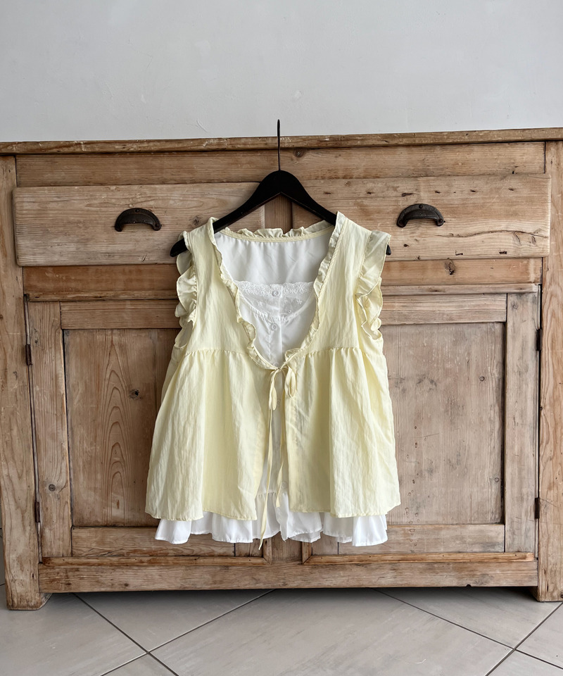 コットンレイヤードトップス 詳細画像 イエロー 1