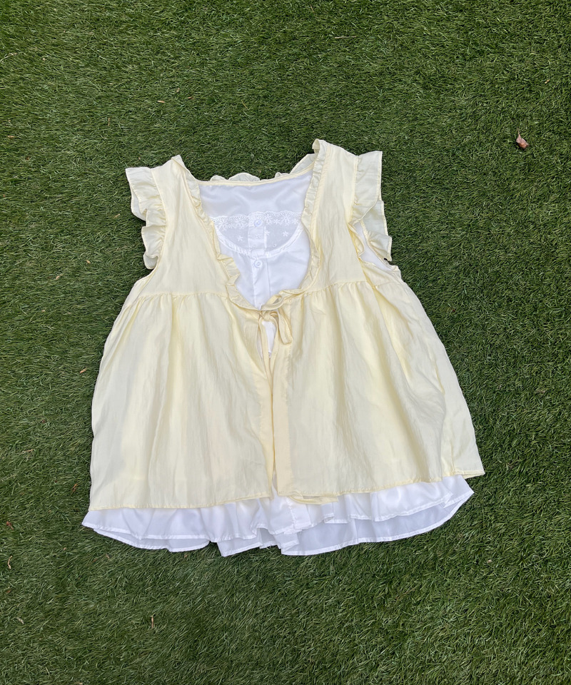 コットンレイヤードトップス 詳細画像 イエロー 2