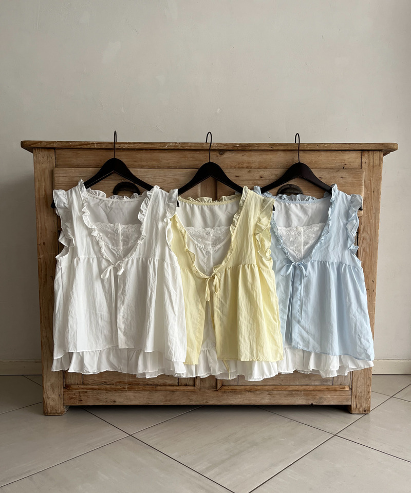 コットンレイヤードトップス 詳細画像 ブルー 5