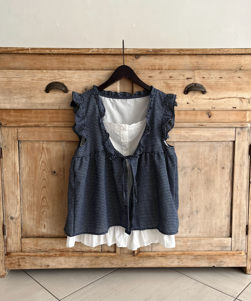 コットンレイヤードトップス 詳細画像 ネイビー 1