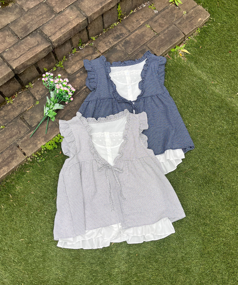 コットンレイヤードトップス 詳細画像 ネイビー 2