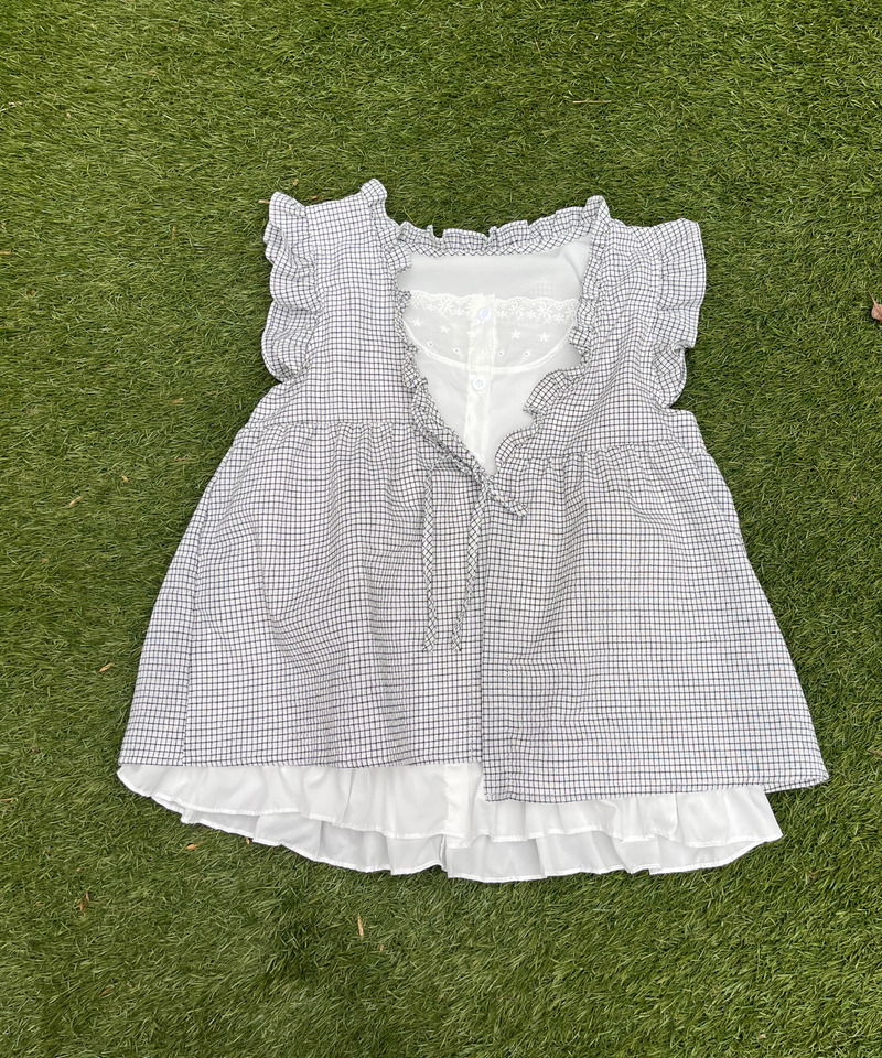 コットンレイヤードトップス 詳細画像 ブラック 2