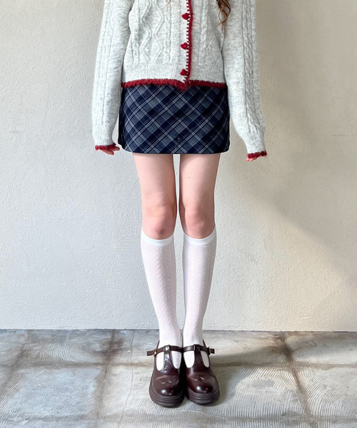 チェック台形スカート 詳細画像