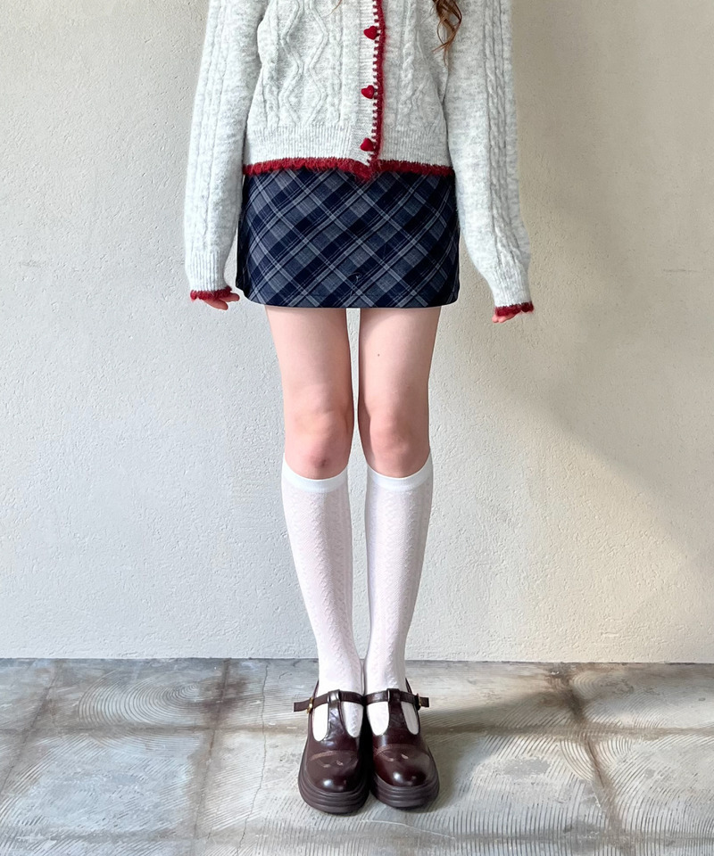 チェック台形スカート 詳細画像 ネイビー 1