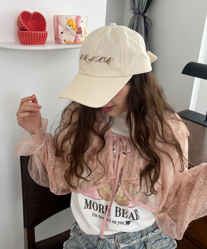 バックリボン刺しゅうロゴCAP 詳細画像 ベージュ 4