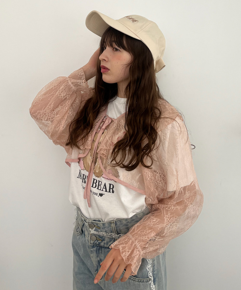 バックリボン刺しゅうロゴCAP 詳細画像 ベージュ 6