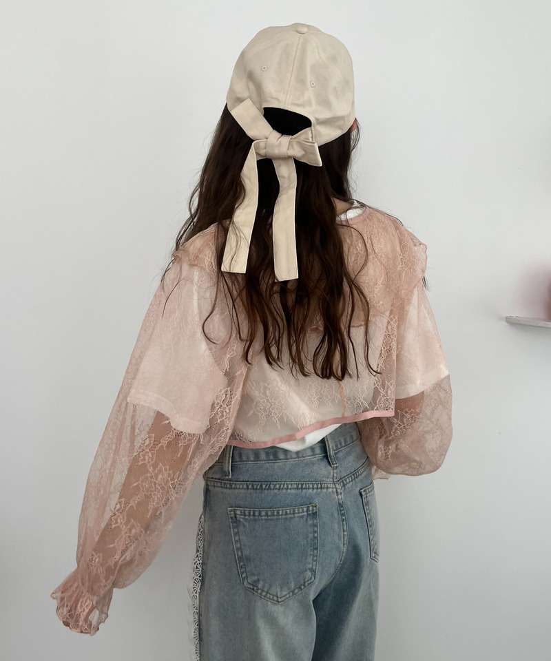 バックリボン刺しゅうロゴCAP 詳細画像 ベージュ 8