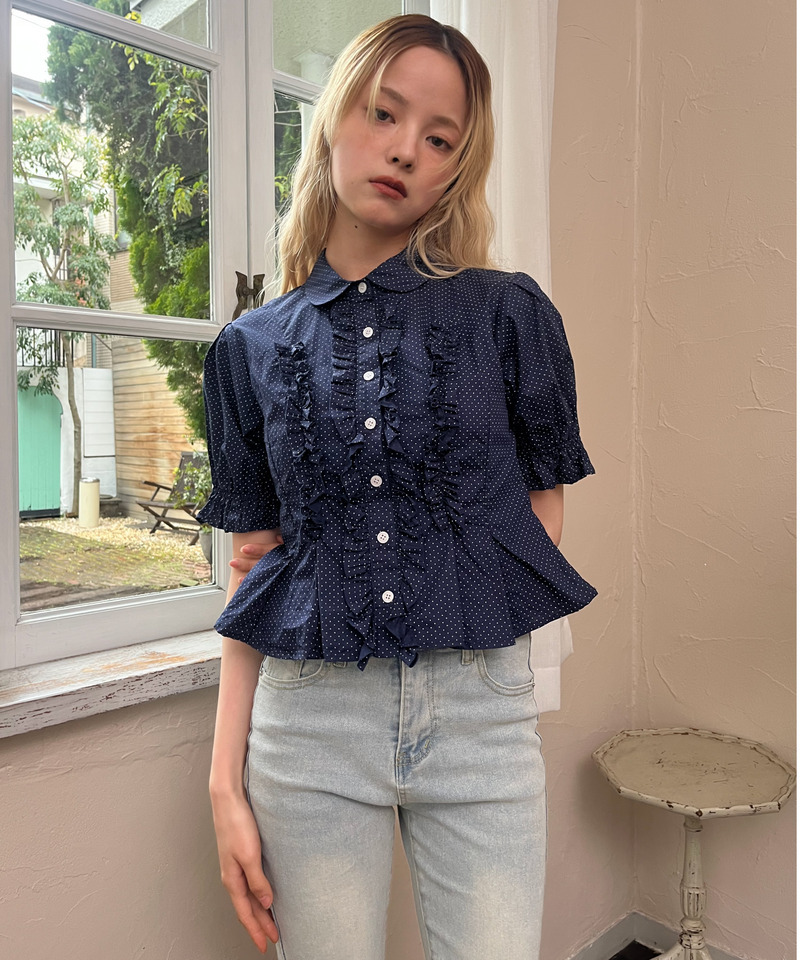 ボリュームフリルブラウス 詳細画像 ネイビー 11