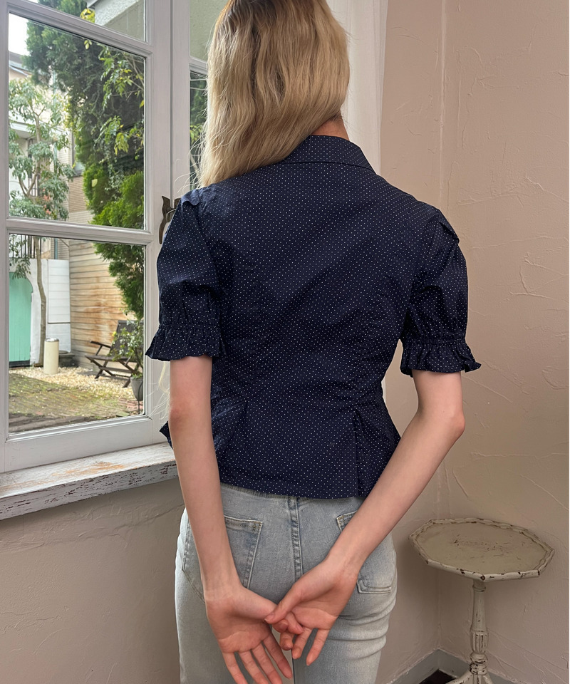 ボリュームフリルブラウス 詳細画像 ネイビー 14