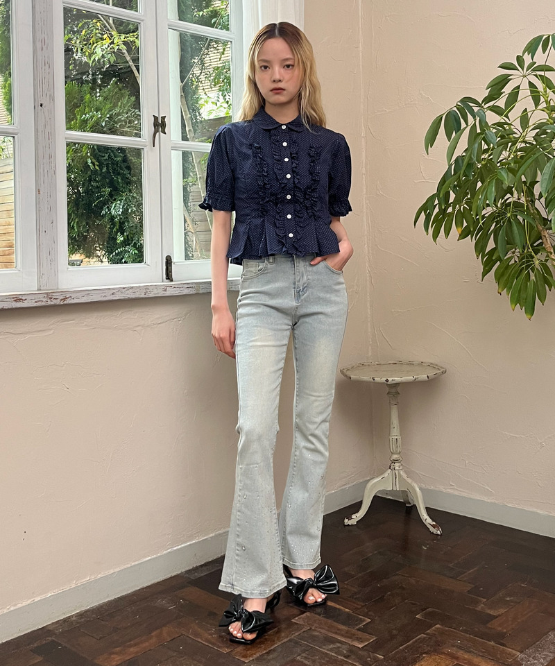 ボリュームフリルブラウス 詳細画像 ネイビー 20