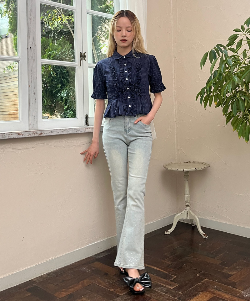 ボリュームフリルブラウス 詳細画像 ネイビー 21