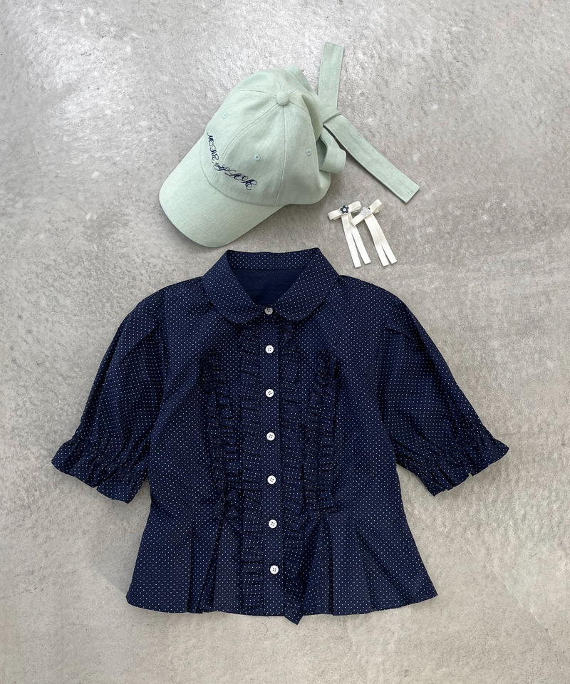 【＠onefive MOMO様 着用】ボリュームフリルブラウス 詳細画像 ネイビー 3