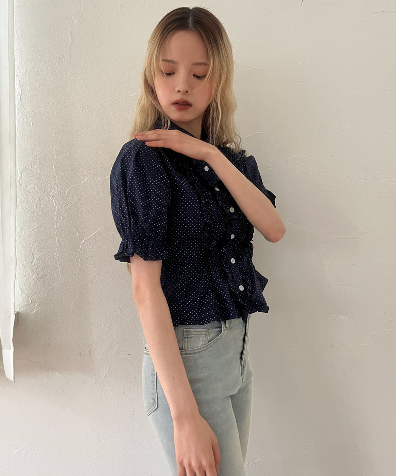 ボリュームフリルブラウス 詳細画像 ネイビー 6