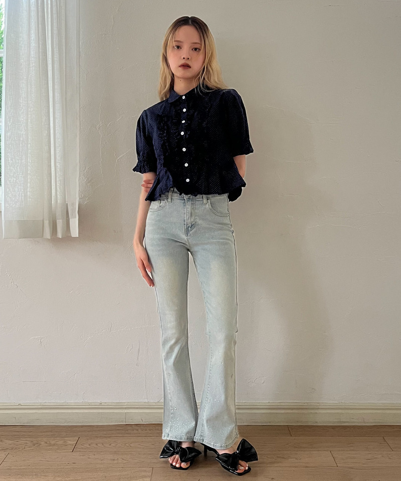 ボリュームフリルブラウス 詳細画像 ネイビー 7