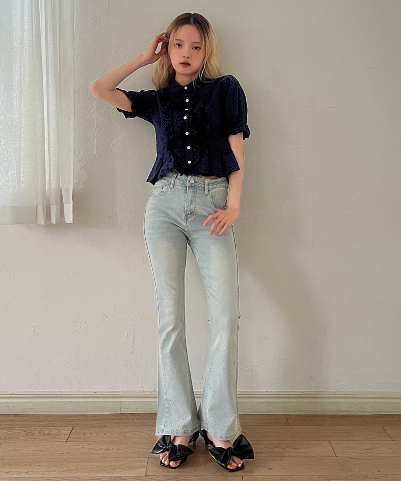 ボリュームフリルブラウス 詳細画像 ネイビー 8