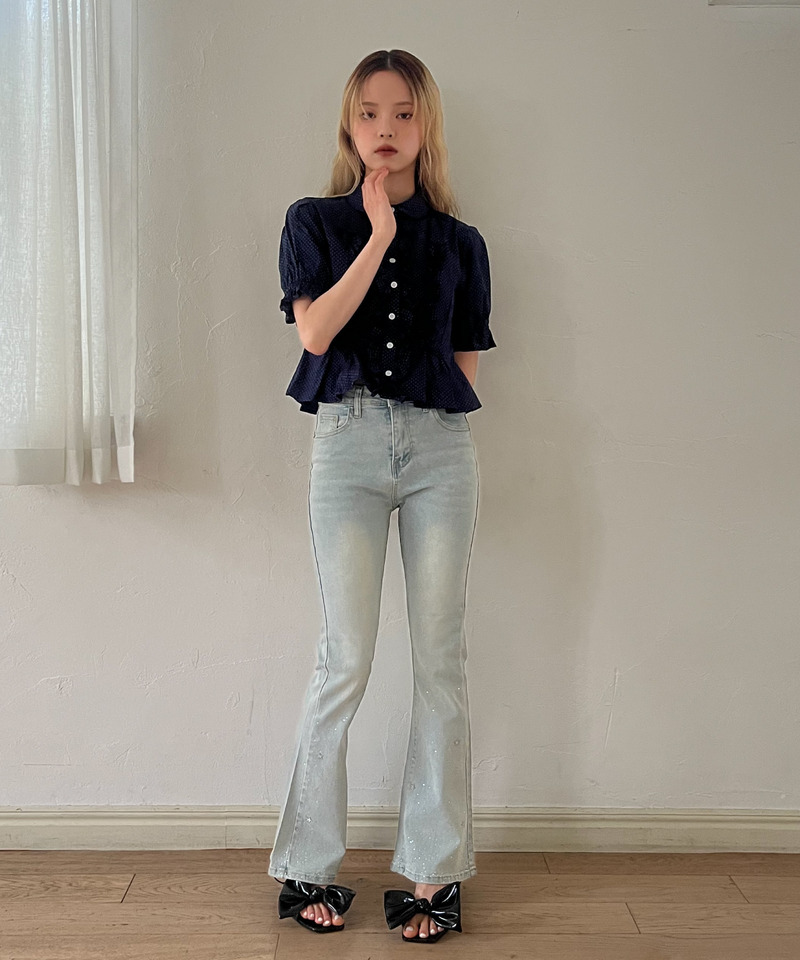 ボリュームフリルブラウス 詳細画像 ネイビー 9