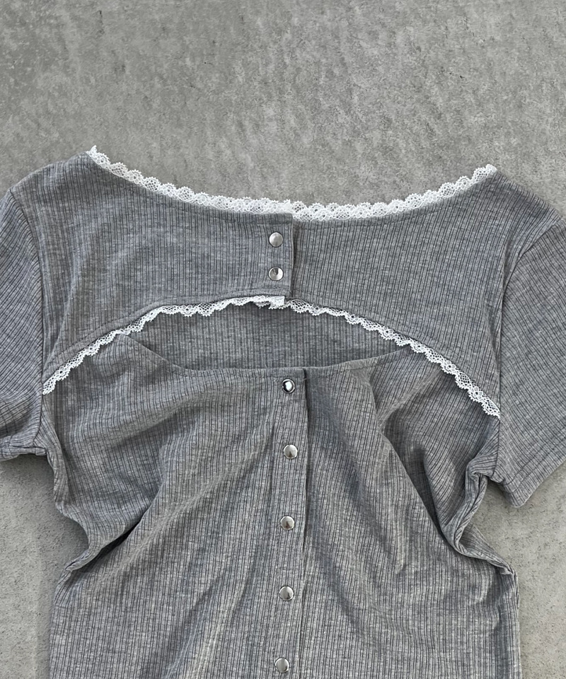 【＠onefive MOMO＆SOYO 様 着用】オープンカットトップス 詳細画像 グレー 11