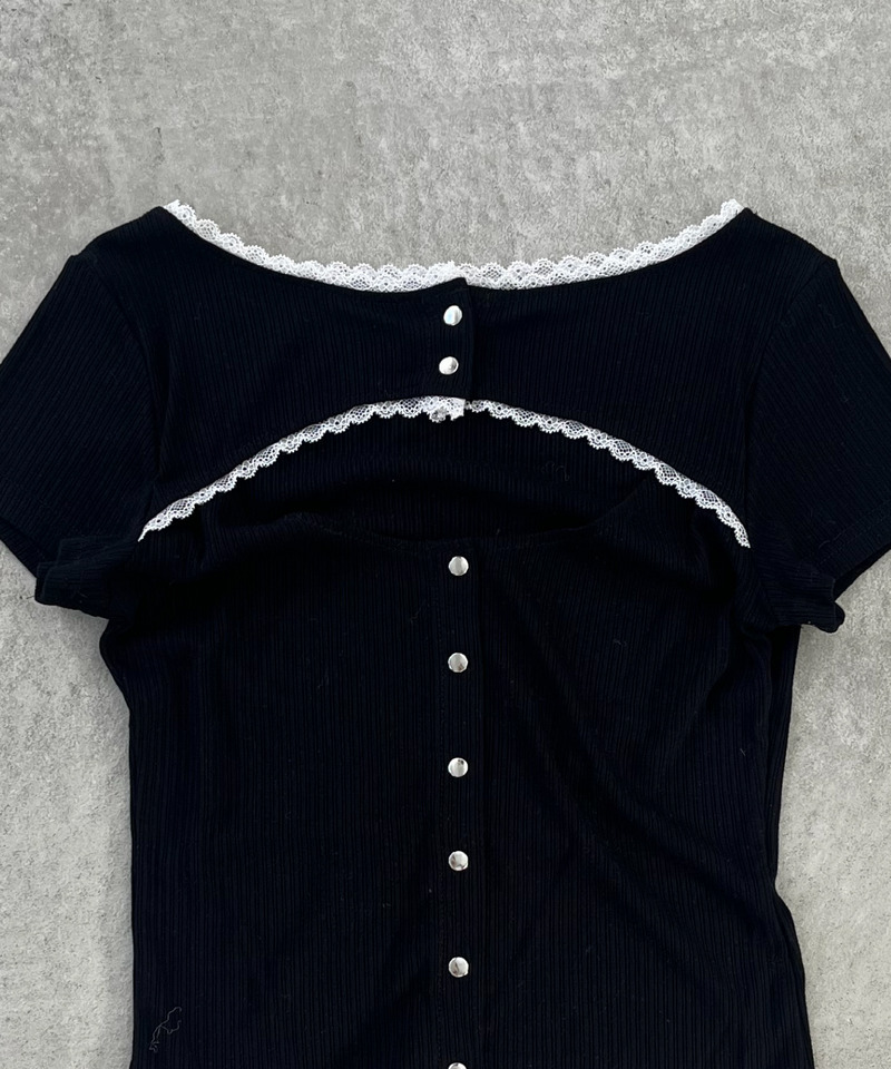 【＠onefive MOMO＆SOYO 様 着用】オープンカットトップス 詳細画像 ブラック 2