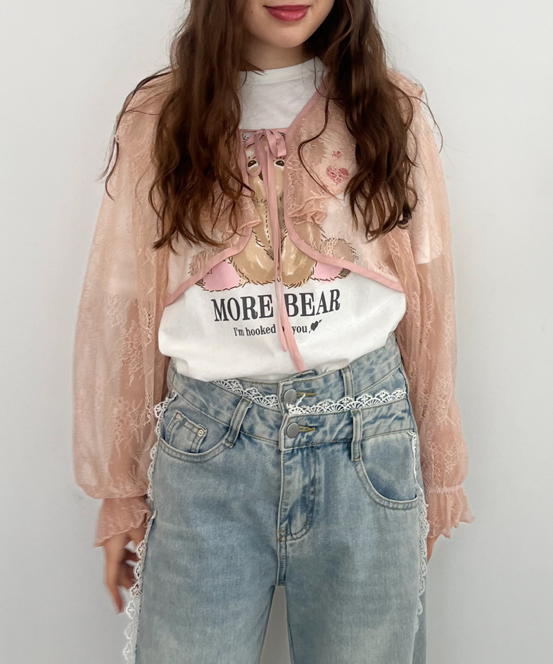 レースフリルカーディガン 詳細画像 ピンク 12