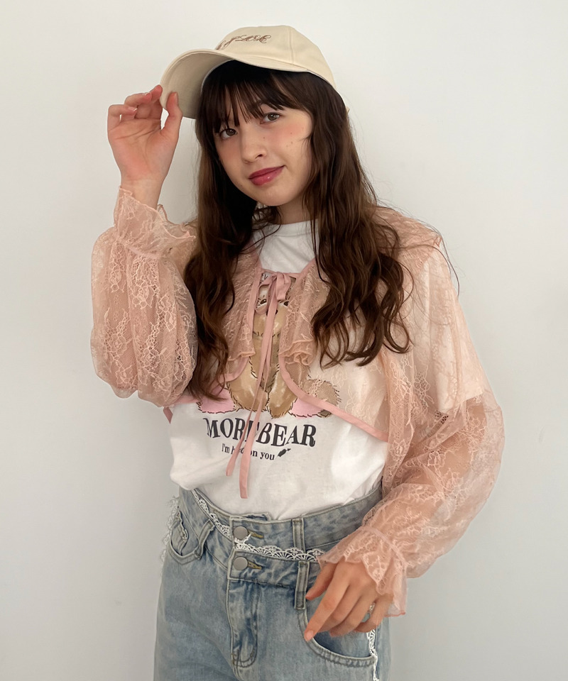 レースフリルカーディガン 詳細画像 ピンク 2